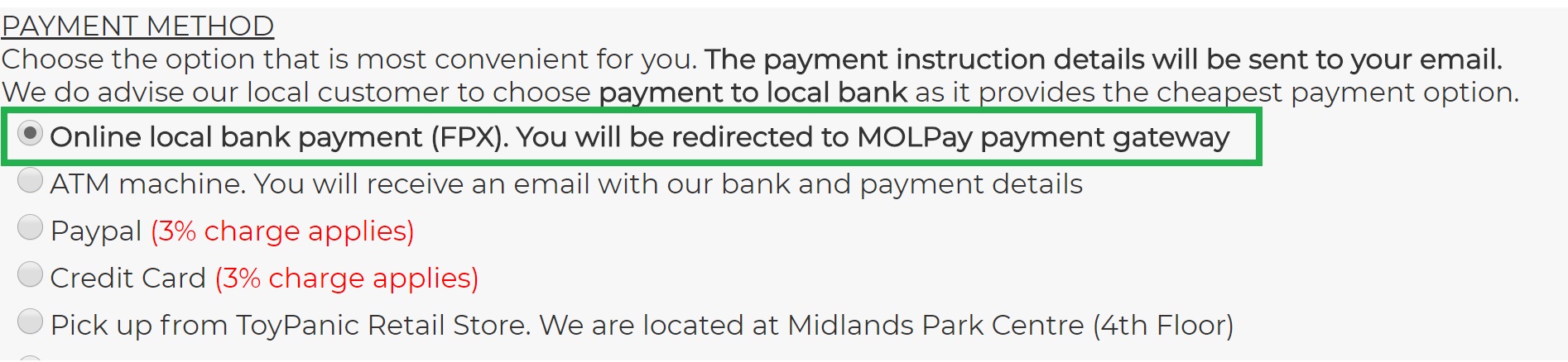 payment method